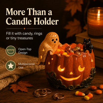 ✨Ghost Cat Pumpkin Lantern Candle Holder🎃