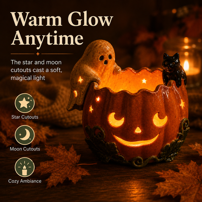 ✨Ghost Cat Pumpkin Lantern Candle Holder🎃