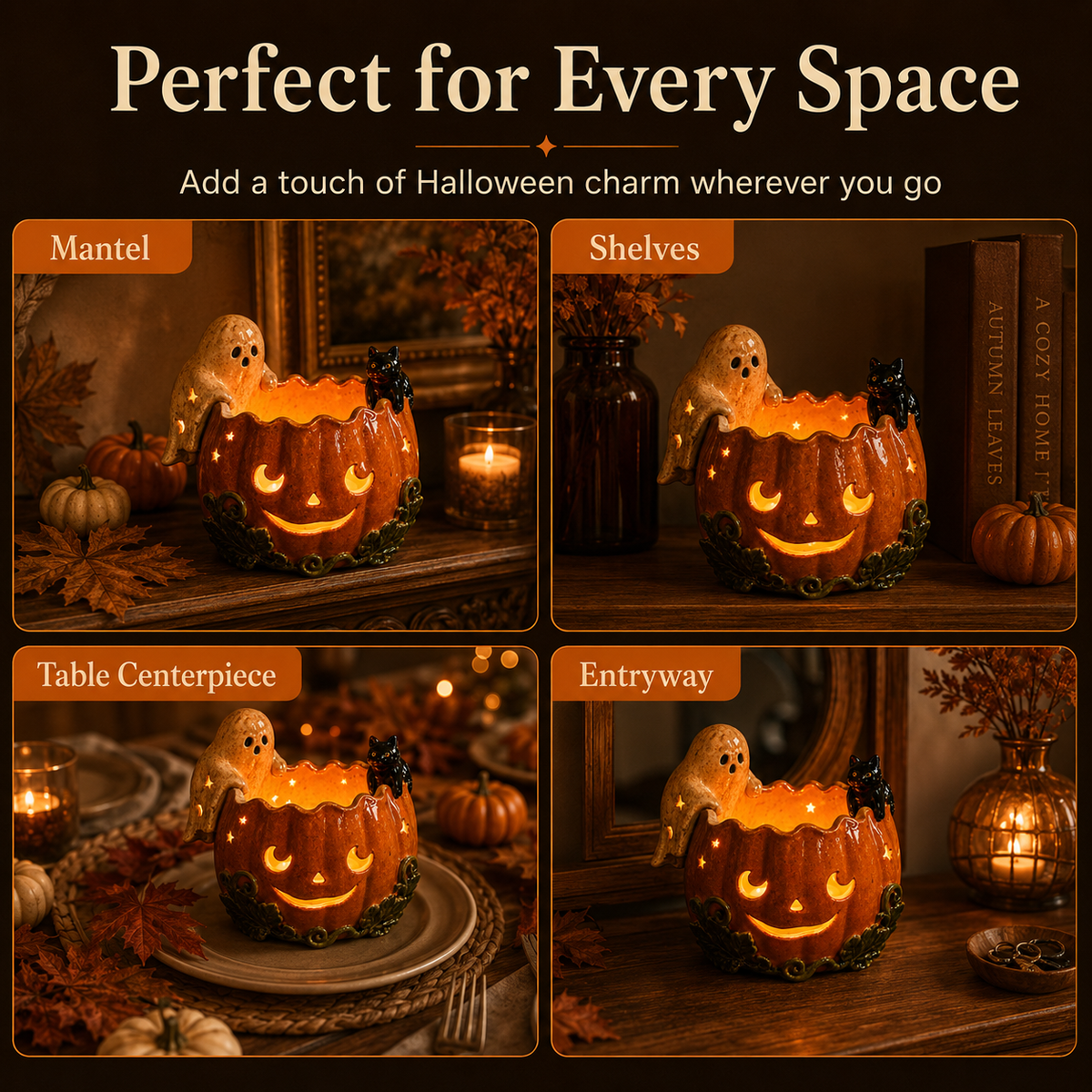 ✨Ghost Cat Pumpkin Lantern Candle Holder🎃