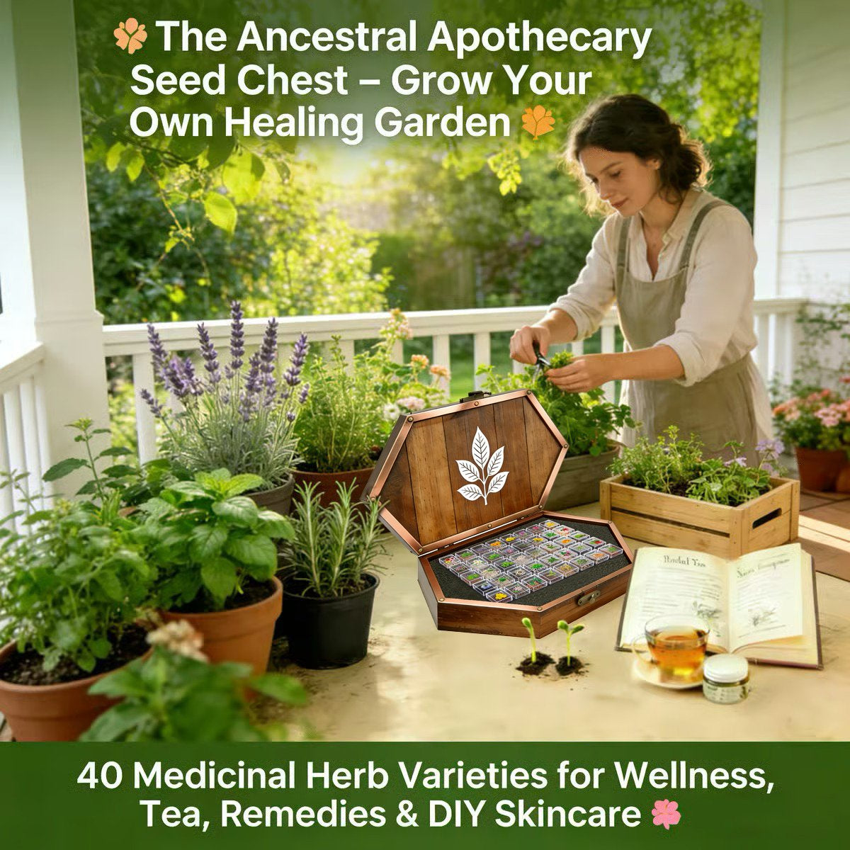 🌱 40 Medicinal Herb Seeds Kit – Grow Your Own Healing Garden & Herbal Teas