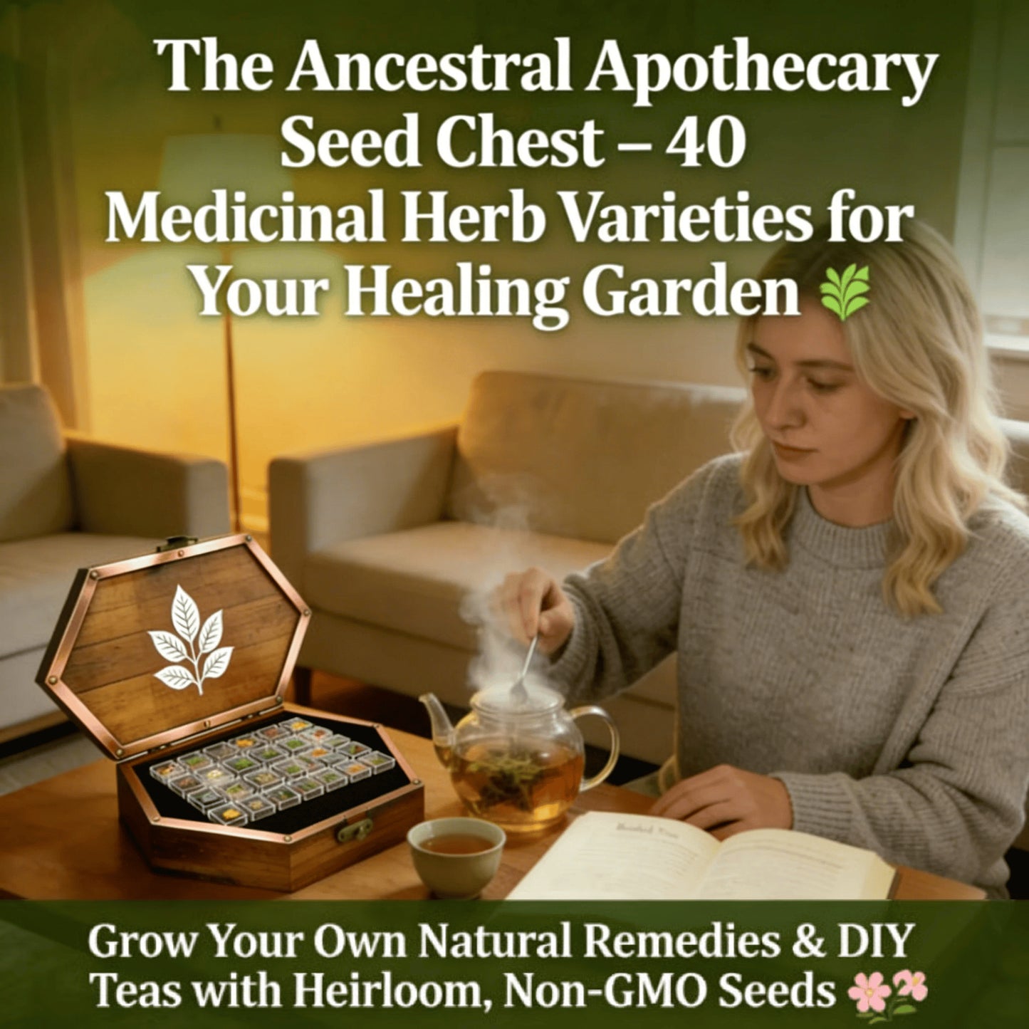 🌱 40 Medicinal Herb Seeds Kit – Grow Your Own Healing Garden & Herbal Teas