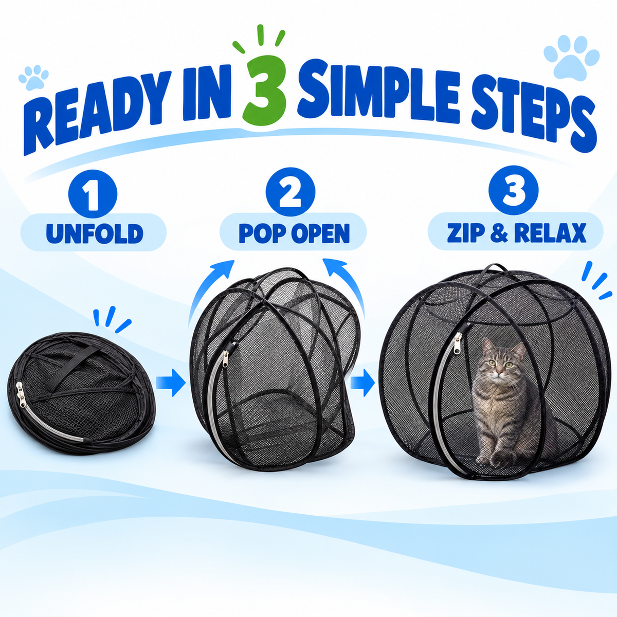 🐱🌿360° Panoramic Pop-Up Rolling Cat Playpen Ball