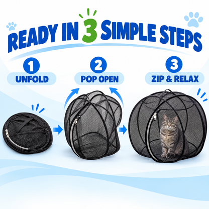 🐱🌿360° Panoramic Pop-Up Rolling Cat Playpen Ball