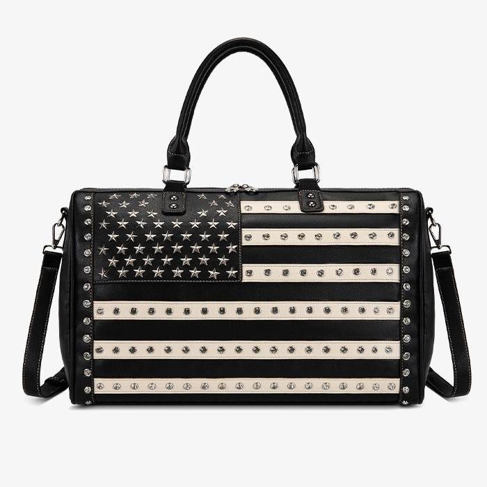 🎒 American Flag Studded Duffle Weekender Bag