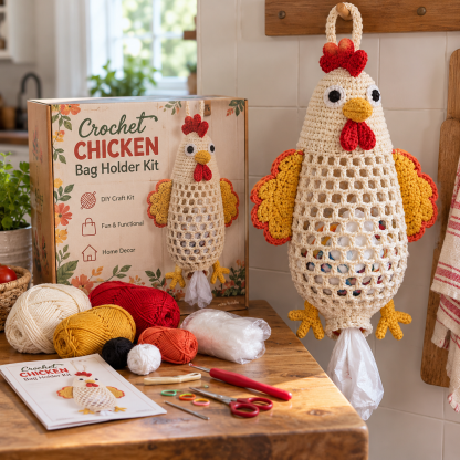 🐥Crochet Animal Bag Holder DIY Kit – Cute & Functional Hanging Storage Craft Kit
