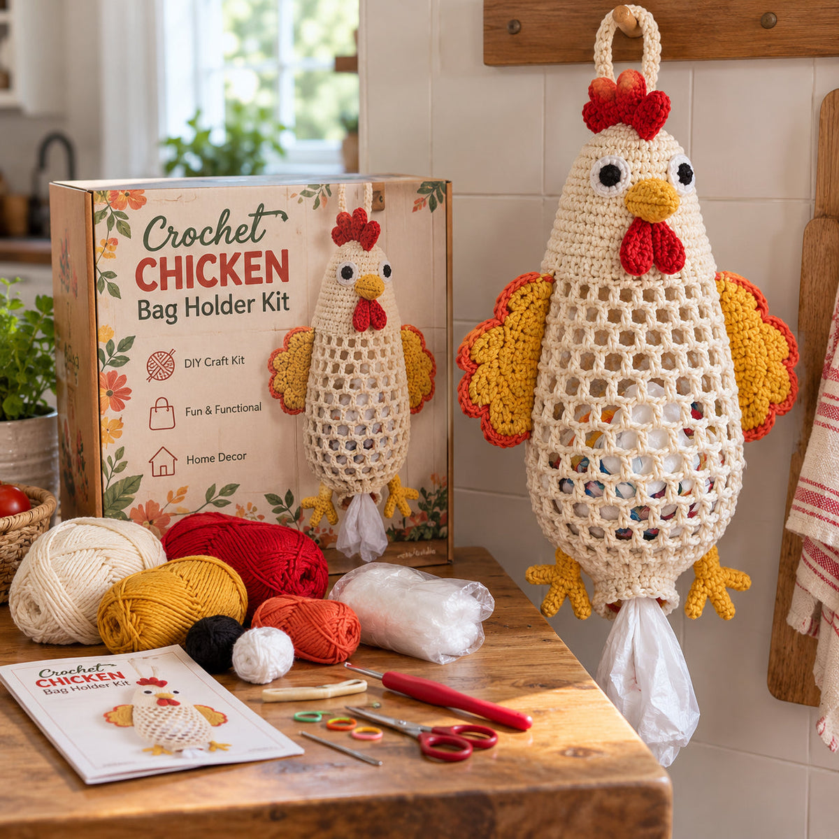 🐥Crochet Animal Bag Holder DIY Kit – Cute & Functional Hanging Storage Craft Kit