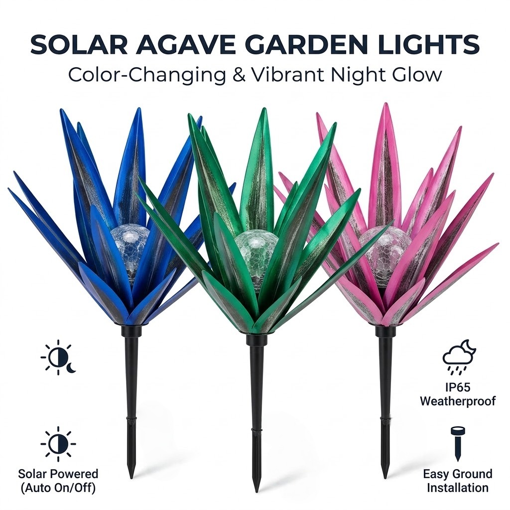 🌞Solar Agave Garden Stake Light