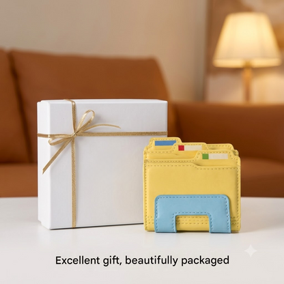 🗂️Cute File Folder Shaped Card Wallet | Vegan Leather Multi-Slot Mini Card Holder