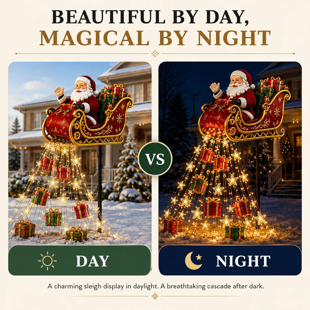 🔥Free Shipping - 🎅✨ 2026 New Santa’s Flying Sleigh Gift Cascade –  Christmas Garden Light