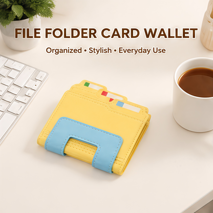 🗂️Cute File Folder Shaped Card Wallet | Vegan Leather Multi-Slot Mini Card Holder