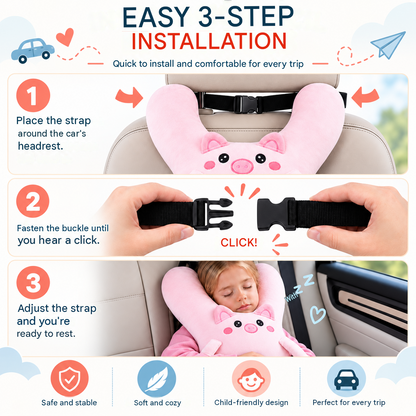 🚗💤 Kids Car Travel Pillow | Cute Animal Neck Support Pillow
