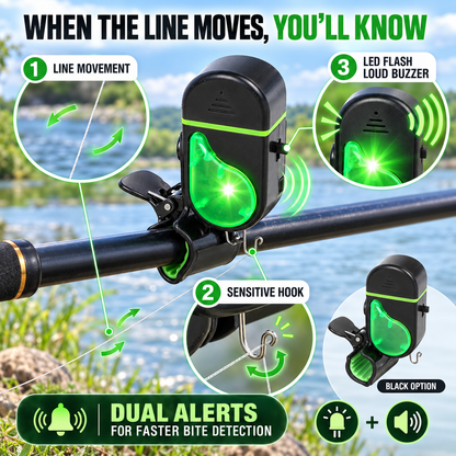 🎣 Electronic Fishing Rod Bite Alarm – High-Volume Buzzer, LED Flash & Adjustable Silicone Clamp