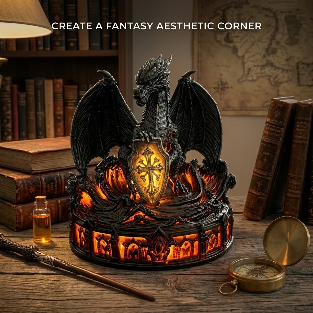 🐉Glowing Dark Guardian Dragon Statue