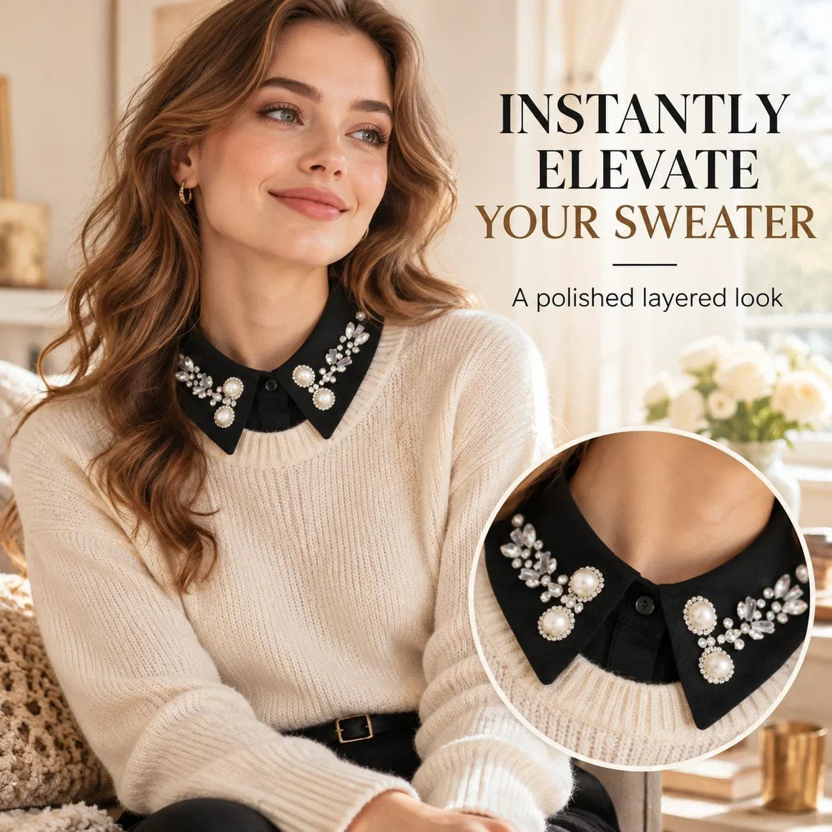 🔥 Holiday Celebration 50% OFF ✨Jeweled Detachable Collar -Add Instant Elegance  💎