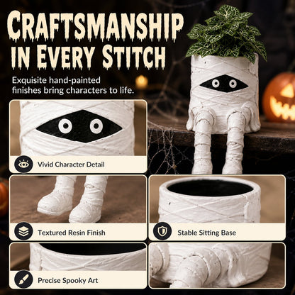🎃💀Halloween Dangling Leg Resin Planter | Spooky Cute Shelf Sitter Plant Pot for Indoor & Outdoor Halloween Decor