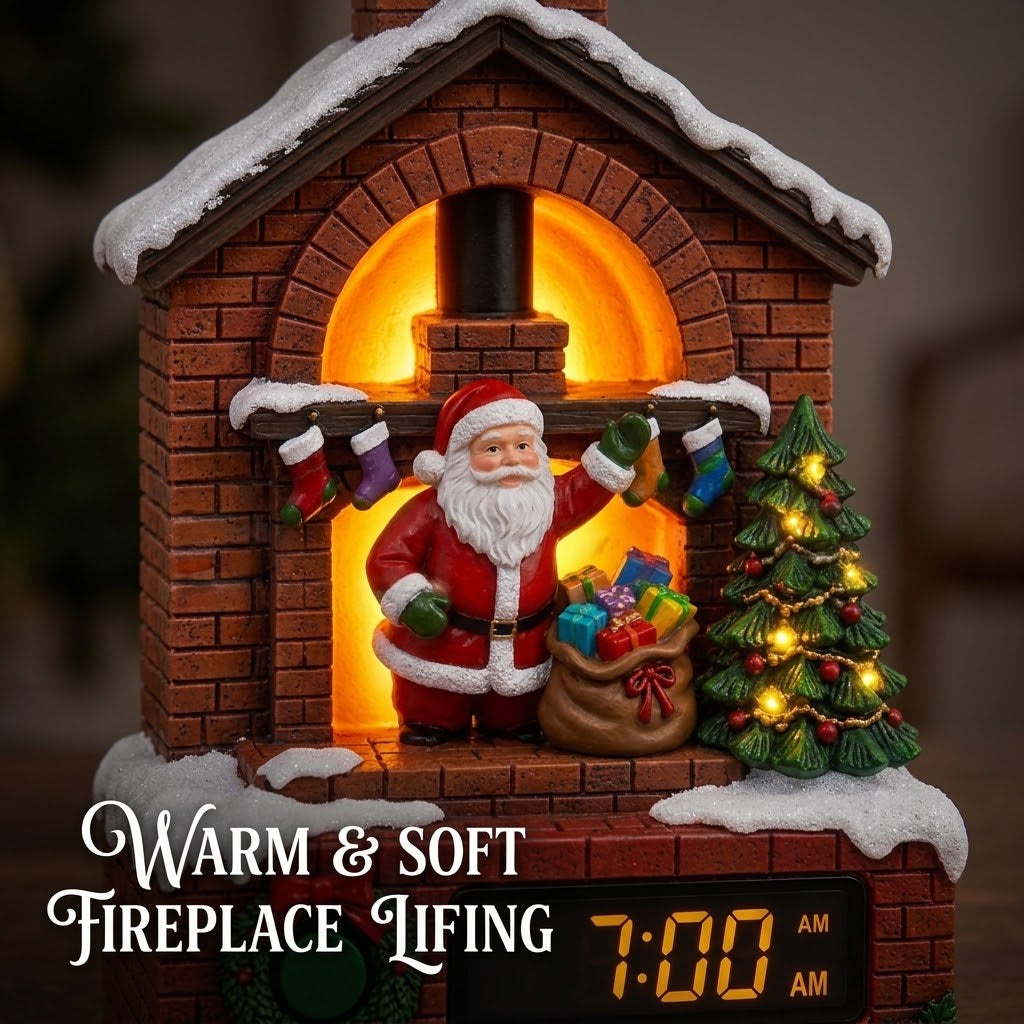 🎄🎅Santa's Fireplace Light‑Up Alarm Clock|Bring magical Christmas warmth to every morning