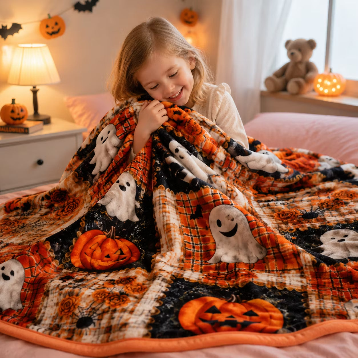 🎃Halloween Patchwork Flannel Throw Blanket – Soft, Cozy & Fade-Resistant