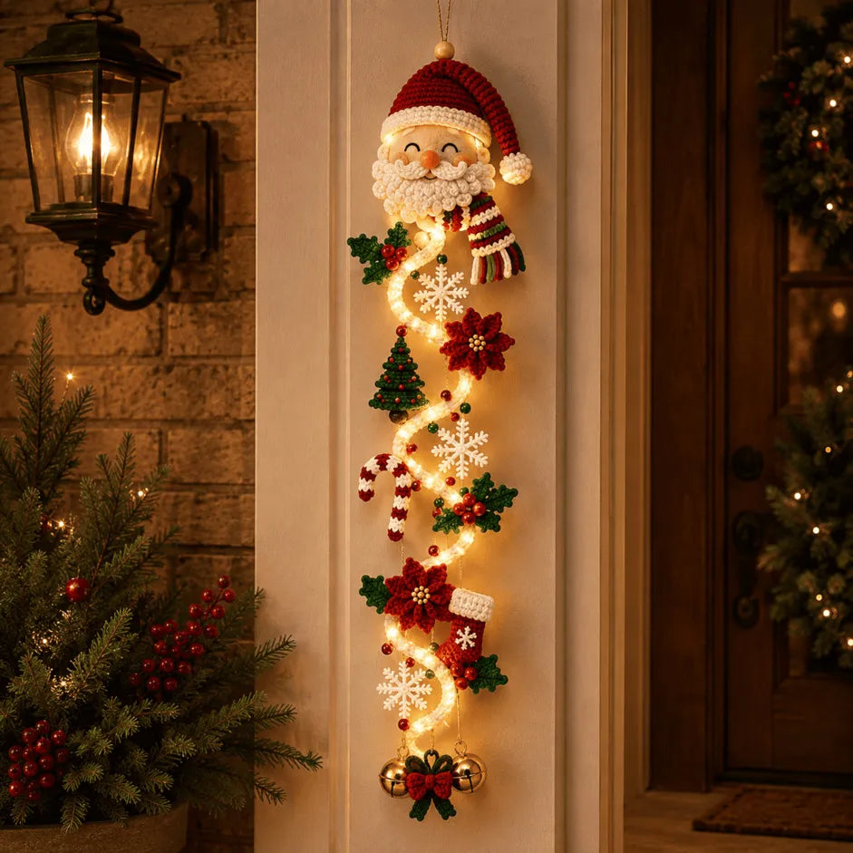 🎄Light-Up Glowing Christmas Door Hanger | 6 Festive Lighted Designs with Warm Glow, Dimensional Details & Space-Saving Vertical Décor ✨