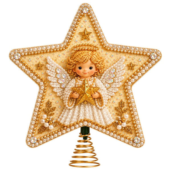 ✨DIY Santa Star Diamond Art Christmas Tree Topper