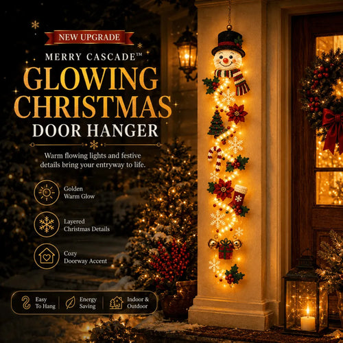 🎄Light-Up Glowing Christmas Door Hanger | 6 Festive Lighted Designs with Warm Glow, Dimensional Details & Space-Saving Vertical Décor ✨