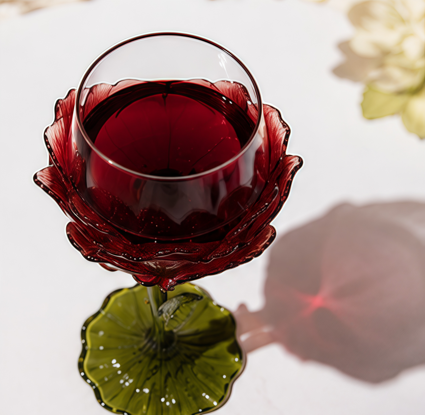 🌹 Exquisite Handcrafted Floral Art Glass Stemware