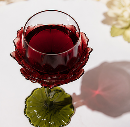 🌹 Exquisite Handcrafted Floral Art Glass Stemware