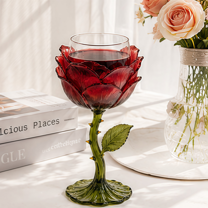 🌹 Exquisite Handcrafted Floral Art Glass Stemware