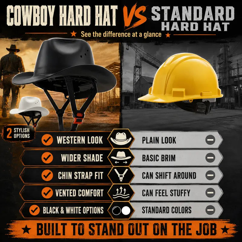 🤠Cowboy Hard Hat |Western‑Style Meets Heavy‑Duty Jobsite Safety