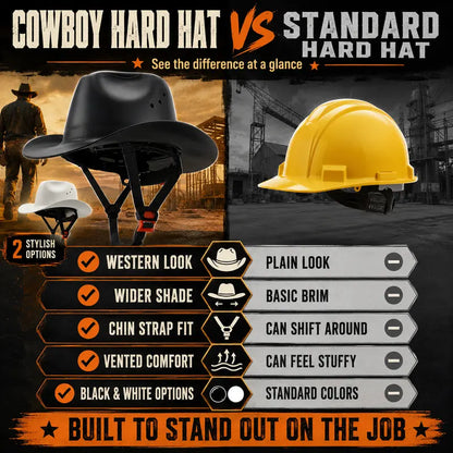 🤠Cowboy Hard Hat |Western‑Style Meets Heavy‑Duty Jobsite Safety