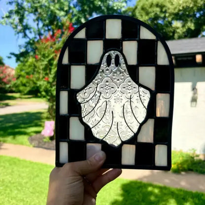 👻 Halloween Ghost Checkerboard Acrylic Suncatcher