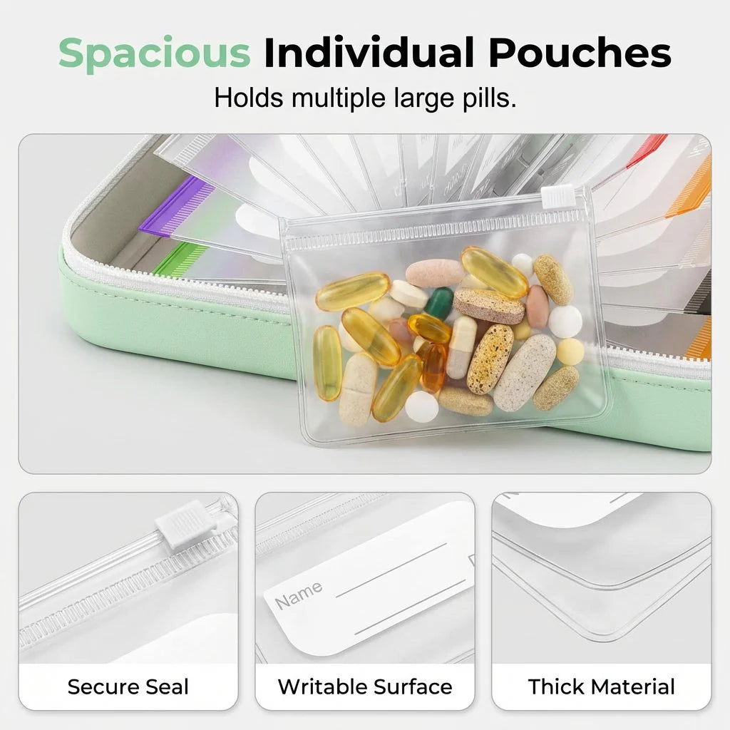 💊A8 Waterproof Pill Pouch Set –  14 Days of Meds & Vitamins💧Waterproof & Crush-Resistant Shell