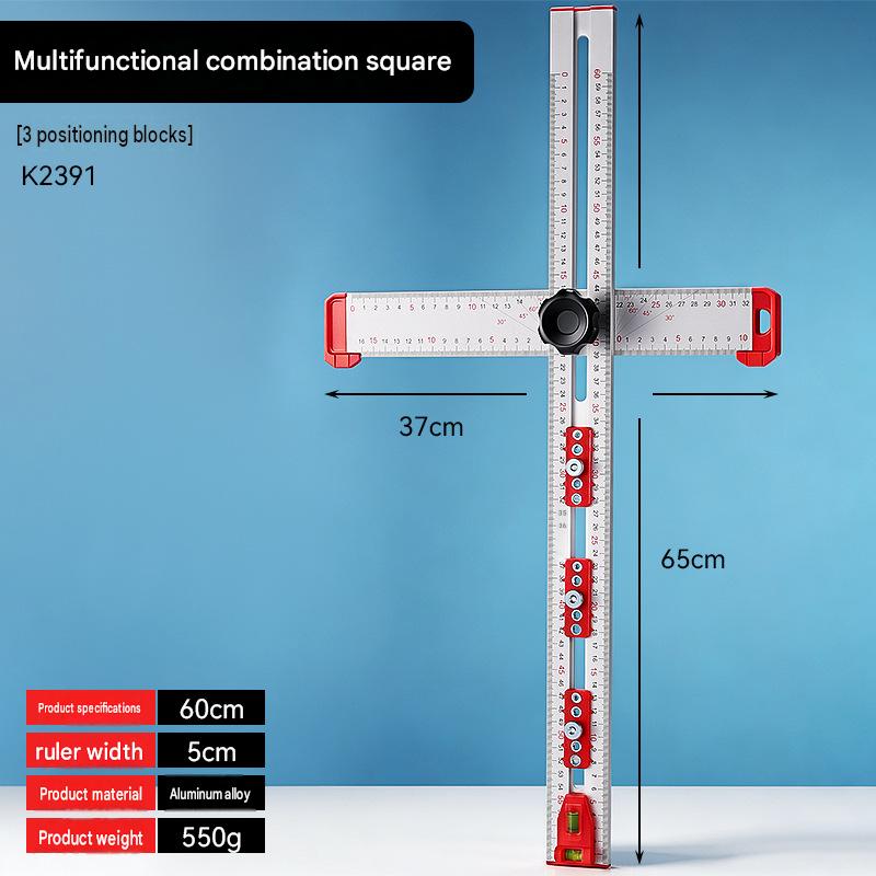 📏4‑in‑1 Drilling Positioning Ruler | All‑In‑One Woodworking Layout Tool