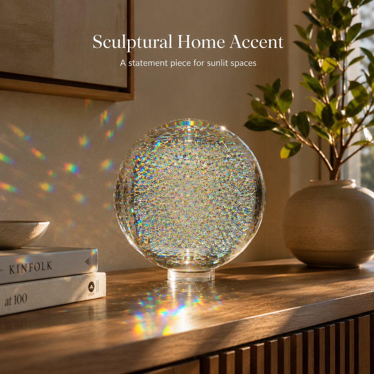 🔥Holographic Refraction Art Sphere – Premium Optical Glass Light Prism Decor for Home & Office