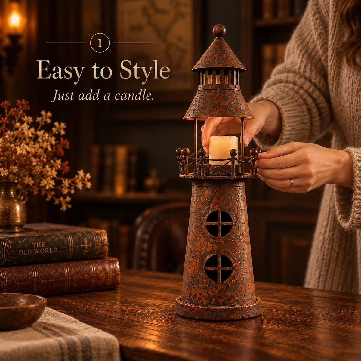 🕯️ Vintage Lighthouse Candle Lantern -Bring the Warm Glow of an Old Lighthouse Home🎁