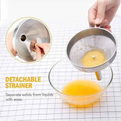 🥘Stainless Steel Kitchen Funnel With Detachable Filter Strainer