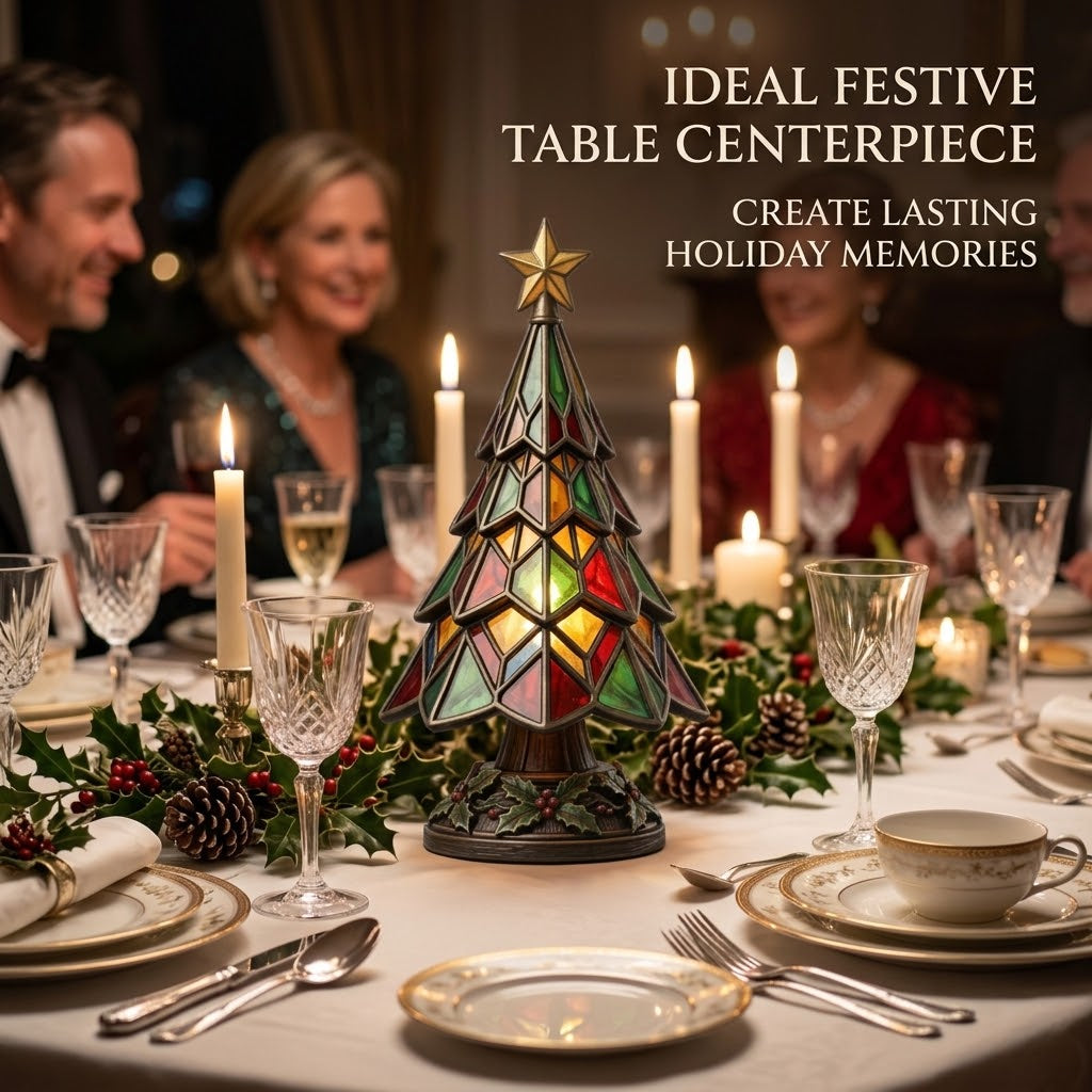 🎄Stained‑Glass Style Christmas Tree Table Lamp