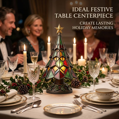 🎄Stained‑Glass Style Christmas Tree Table Lamp