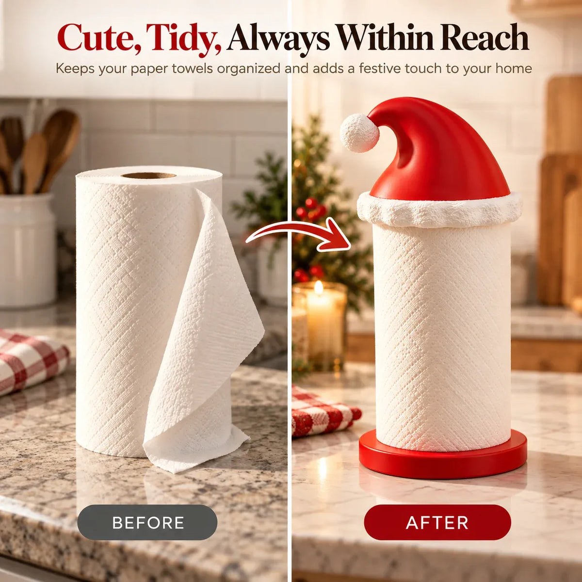 🎅 Santa Hat Paper Towel Holder