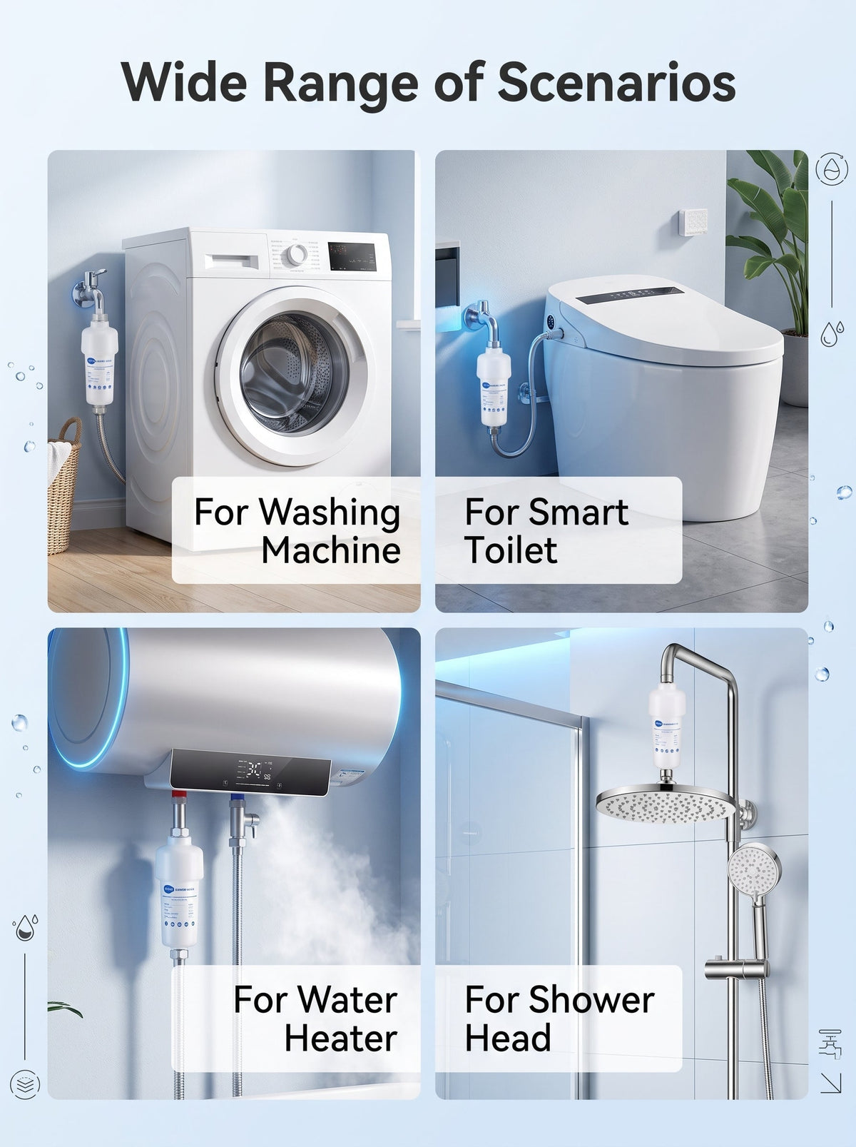💧Home water purifier shower head pre-filter with replaceable PP cotton filter