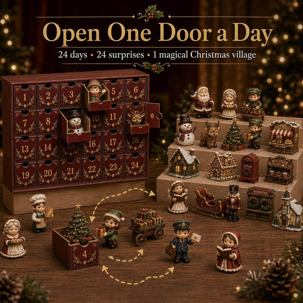 🎄 Christmas Village Friends Advent Calendar | 24-Day Collectible Village Set