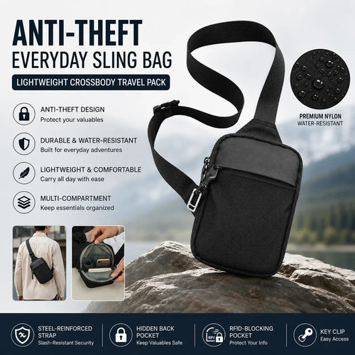 🛡️Anti‑Theft RFID Blocking Sling Bag | Lightweight Crossbody Travel Pack