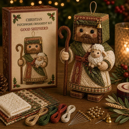 ⏳ Last Day 50% OFF – ✝️ Beginner-Friendly DIY Christian Block Figure Patchwork Ornament Kit Collection | Complete Kit with Pre-Cut Fabrics, Padded Ornament Form & Step-by-Step Guide Included 💕