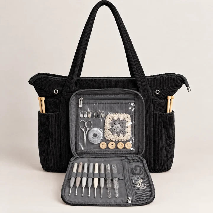 🧶 Corduroy Yarn Storage Tote – Large-Capacity Yarn Organizer Bag