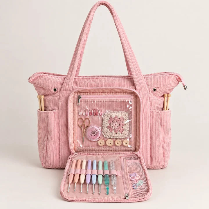 🧶 Corduroy Yarn Storage Tote – Large-Capacity Yarn Organizer Bag