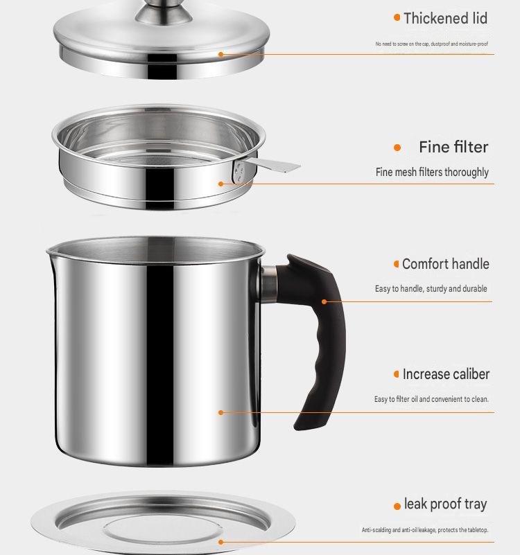 Stainless steel oil filtering pot