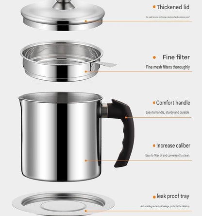 Stainless steel oil filtering pot