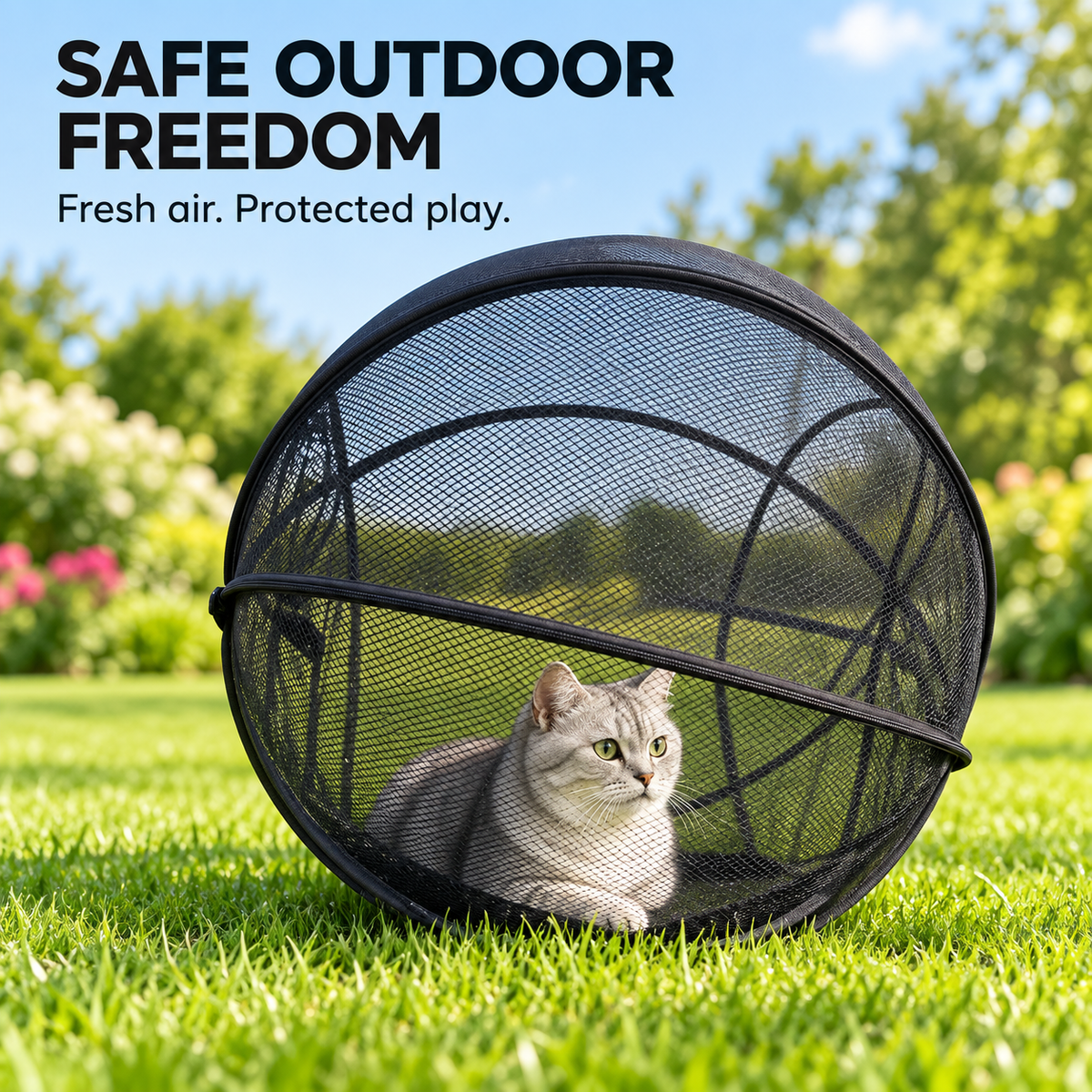 🐱🌿360° Panoramic Pop-Up Rolling Cat Playpen Ball