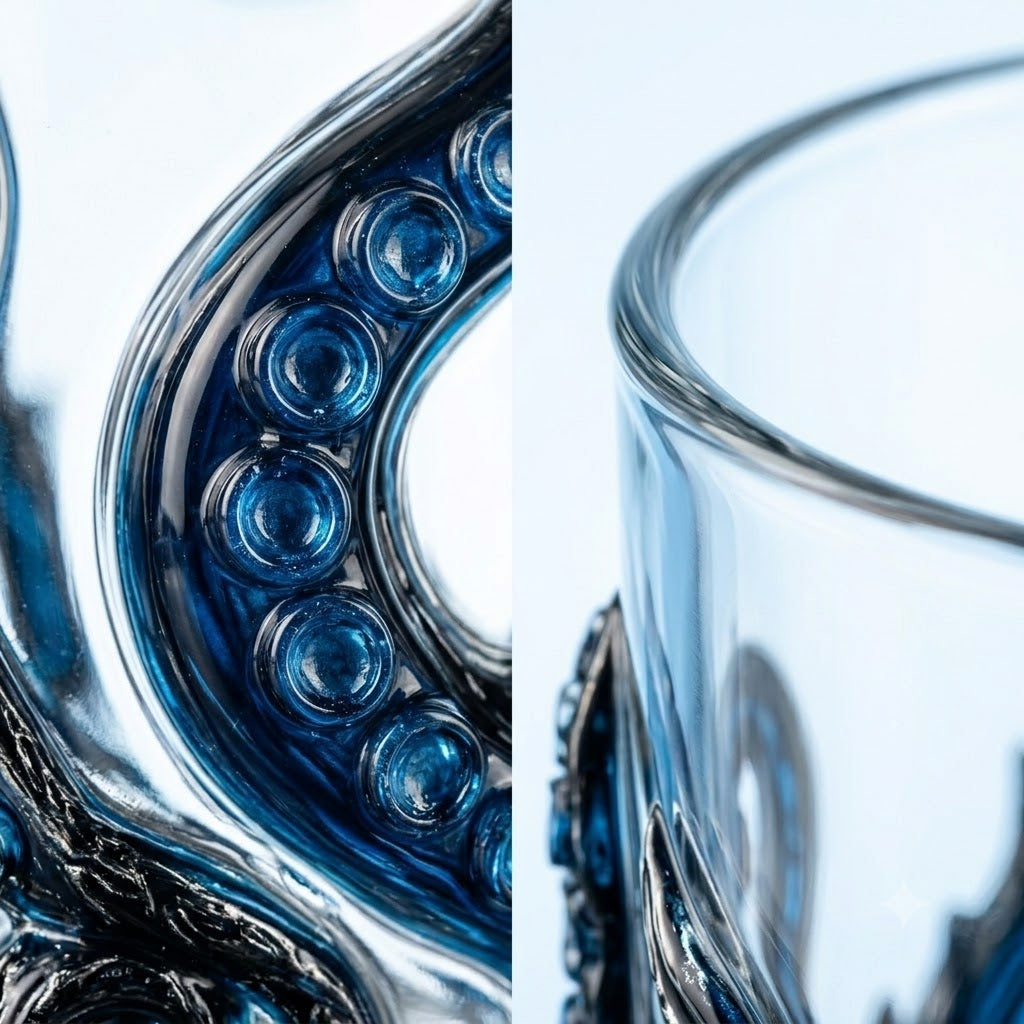 🐙 Kraken Eye Octopus Whiskey Glass | Gothic Kraken Old Fashioned Whiskey Glass