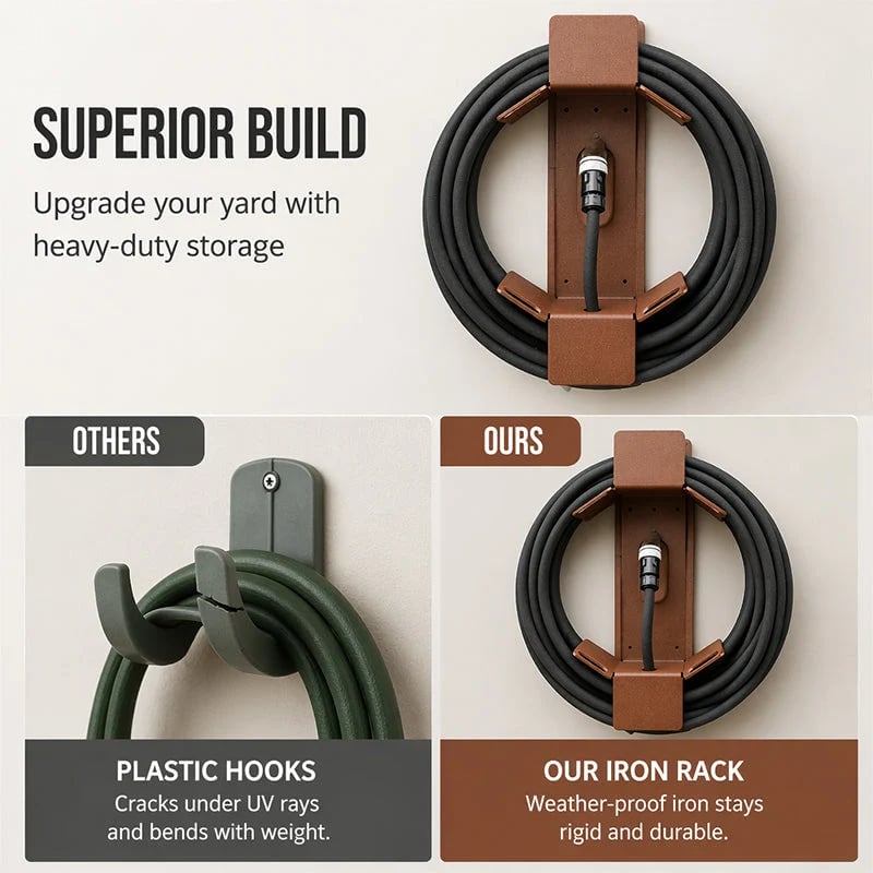 ⏰Wall Mounted Iron Garden Hose Holder