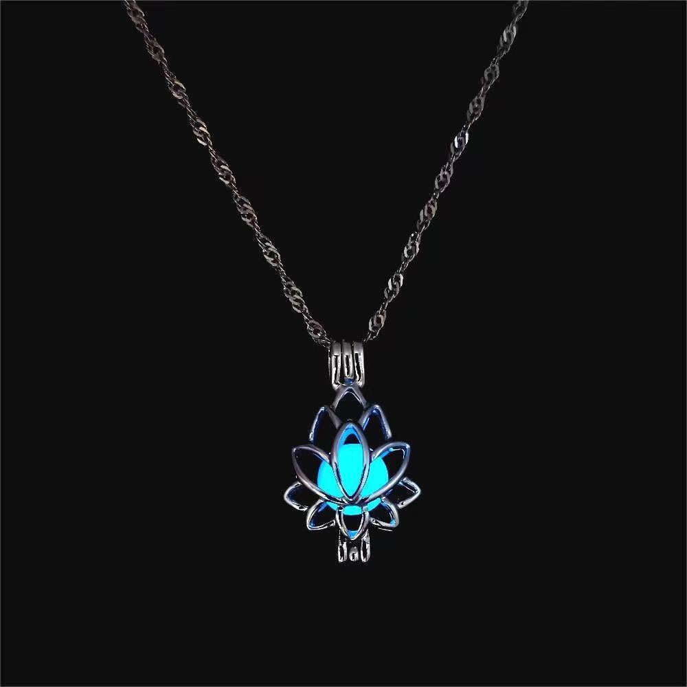 ✨ Glow In The Dark Lotus Pendant Necklace